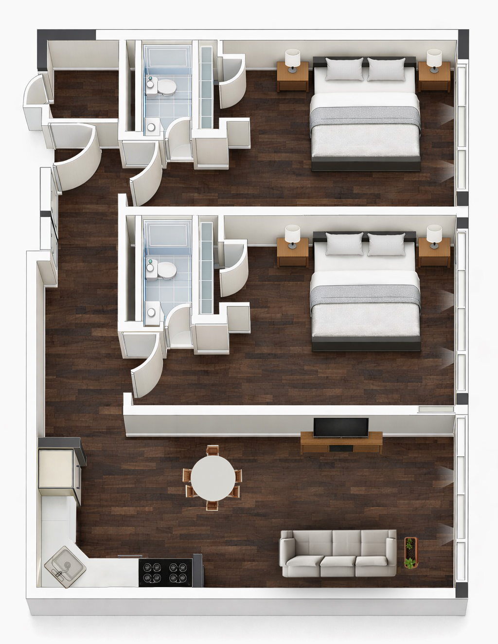 2 Bedroom 880 floor plan